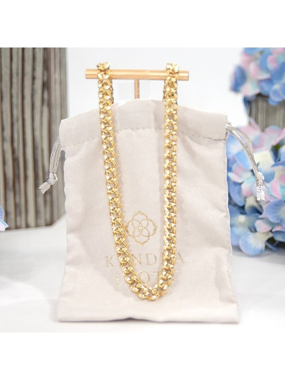 Kendra Scott Vincent Heavy Gold Plated Curb Chain Necklace NWT